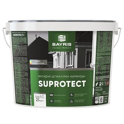 Штукатурка фасадна «SUPROTECT» силіконова, структура «баранець», фракція 1,5 мм ТМ "BAYRIS" (25 кг)